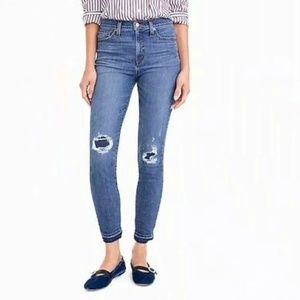 J Crew 9" ToothPick Jean in Rip and Repair Wash